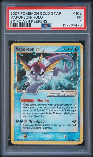 Vaporeon Gold Star (PK 102) PSA 1